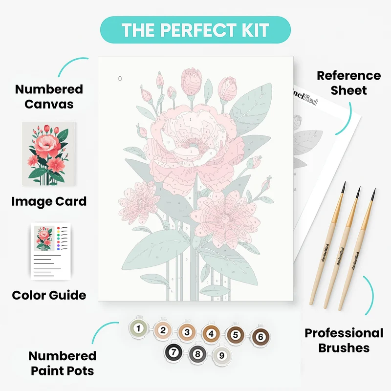 Pink Floral Bouquet - Paint by Numbers Kit
