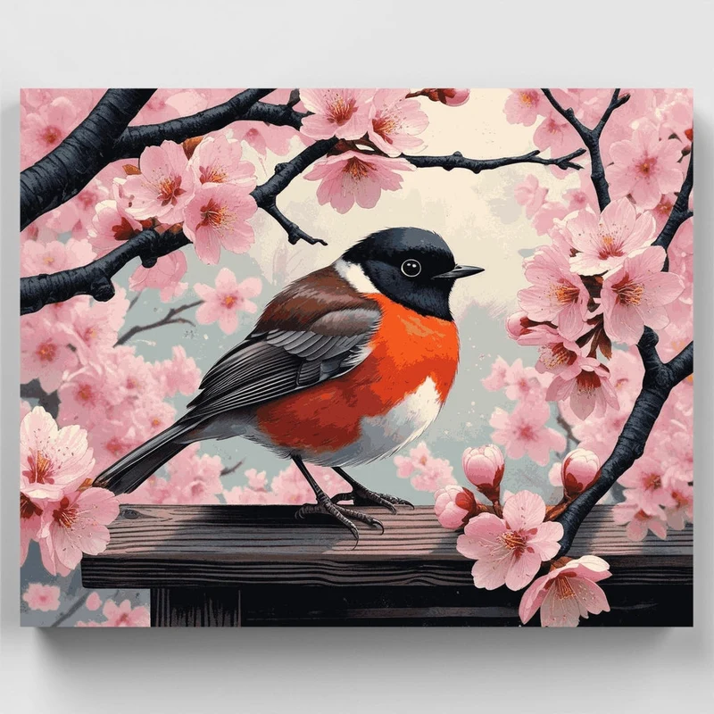Cherry Blossom Robin - Paint by Numbers Kit