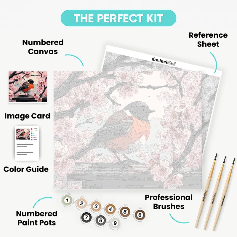 Cherry Blossom Robin - Paint by Numbers Kit