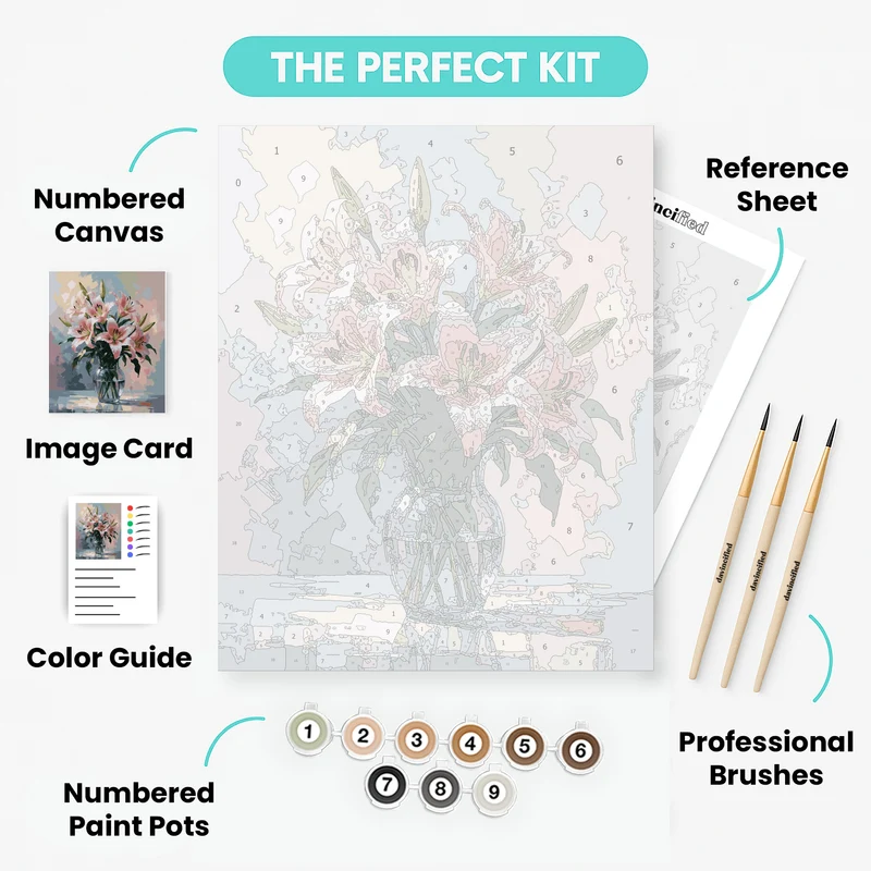 Blushing Lilies in Bloom - Paint by Numbers Kit