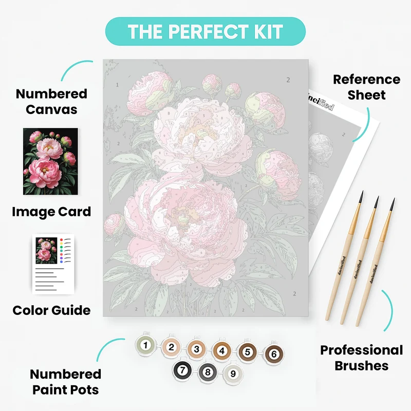 Romantic Pink Peonies Arrangement - Paint by Numbers Kit