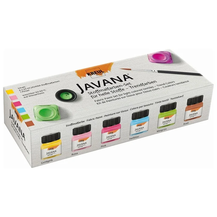 Комплект бои за светъл текстил JAVANA Basic Colors 6x20 мл