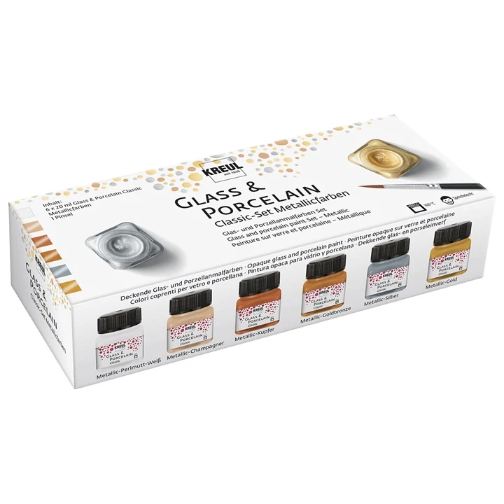 Kомплект бои за стъкло и керамика KREUL metallic 6 x 20 ml