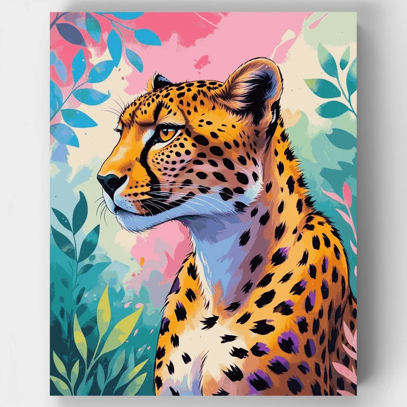 Leopard in Pastel Jungle Paradise - Paint by Numbers Kit