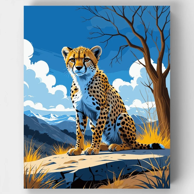 Cheetah on Mountain Rock - Paint by Numbers Kit