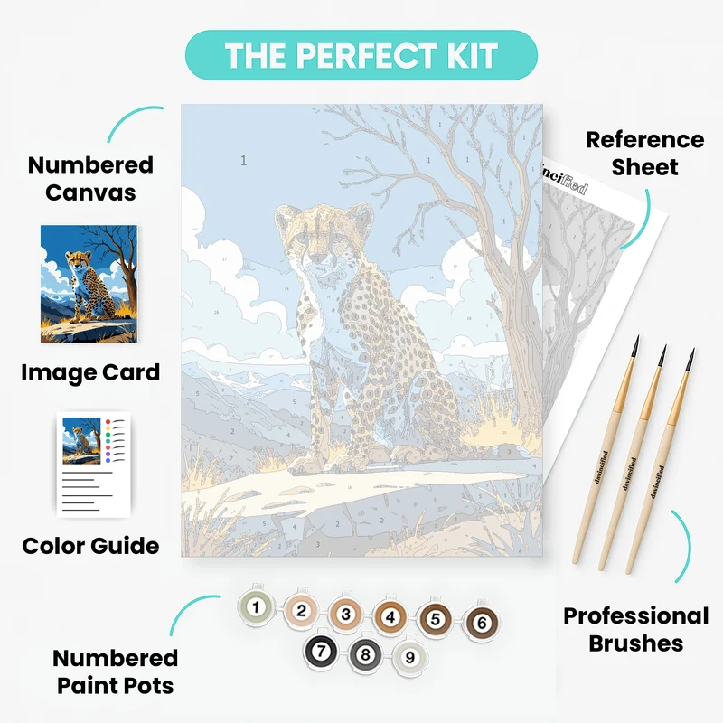 Cheetah on Mountain Rock - Paint by Numbers Kit