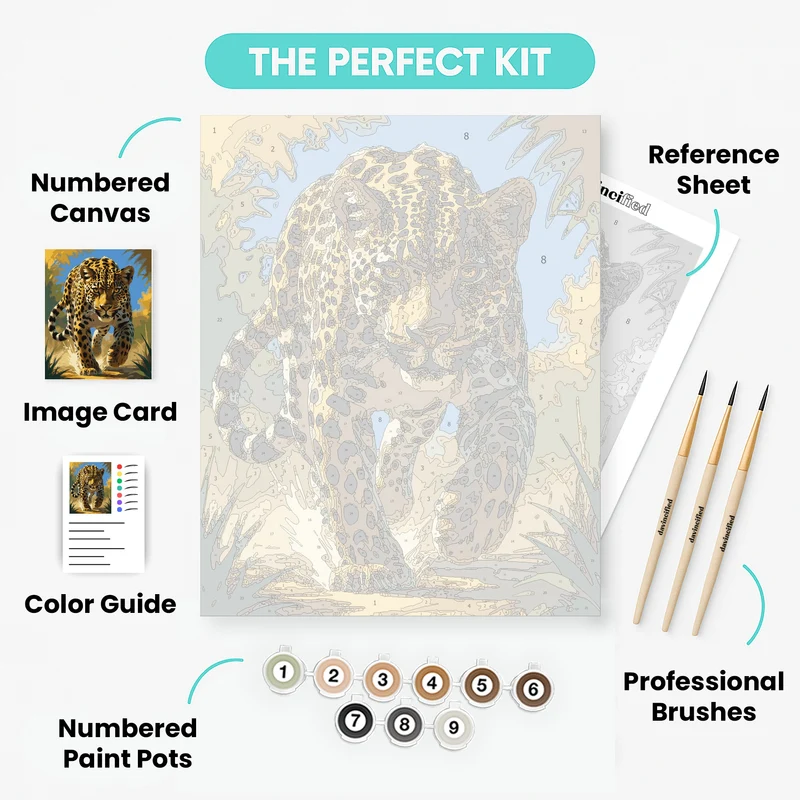 Majestic Leopard in Motion - Paint by Numbers Kit