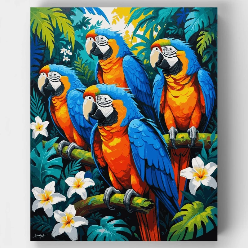 Tropical Macaws in Paradise - Paint by Numbers Kit