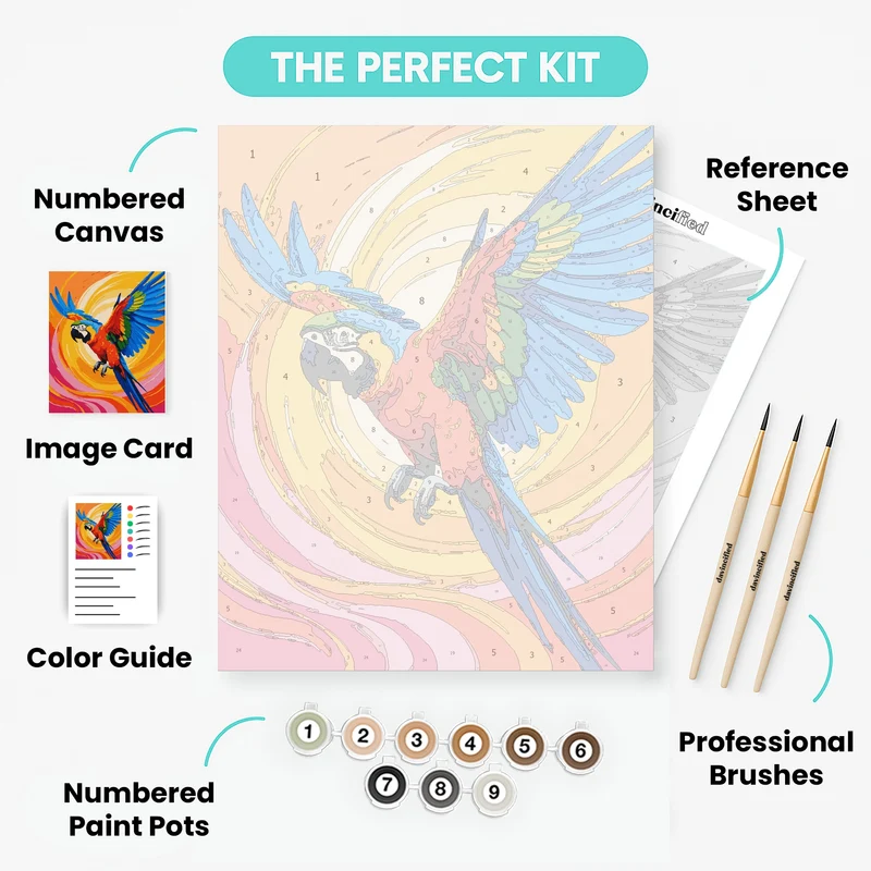 Vibrant Macaw in Flight - Paint by Numbers Kit