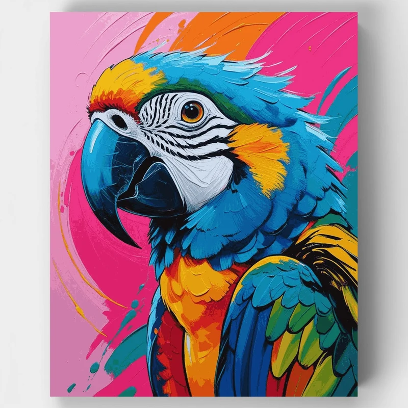 Vibrant Blue and Gold Macaw Parrot - Paint by Numbers Kit