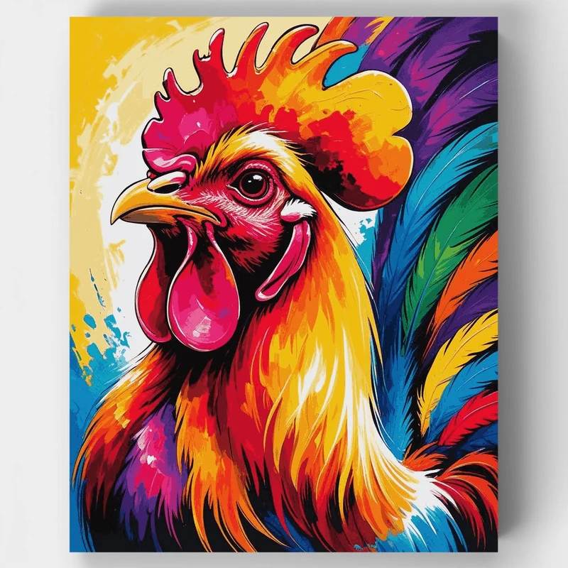 Brilliant Rainbow Rooster - Paint by Numbers Kit