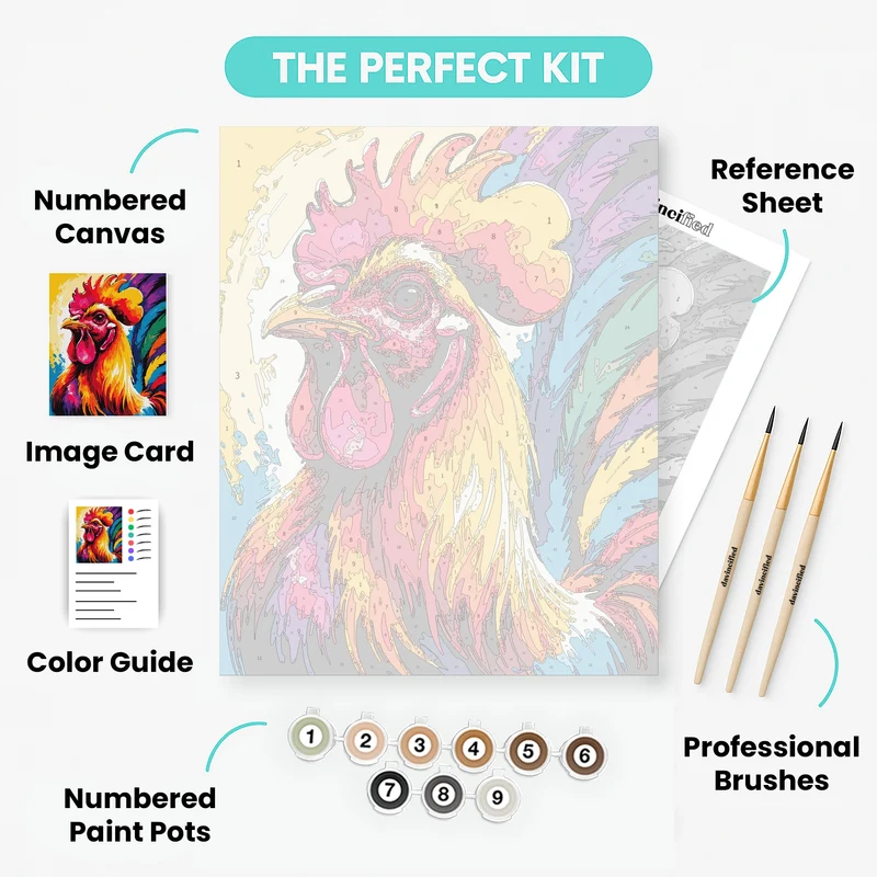 Brilliant Rainbow Rooster - Paint by Numbers Kit