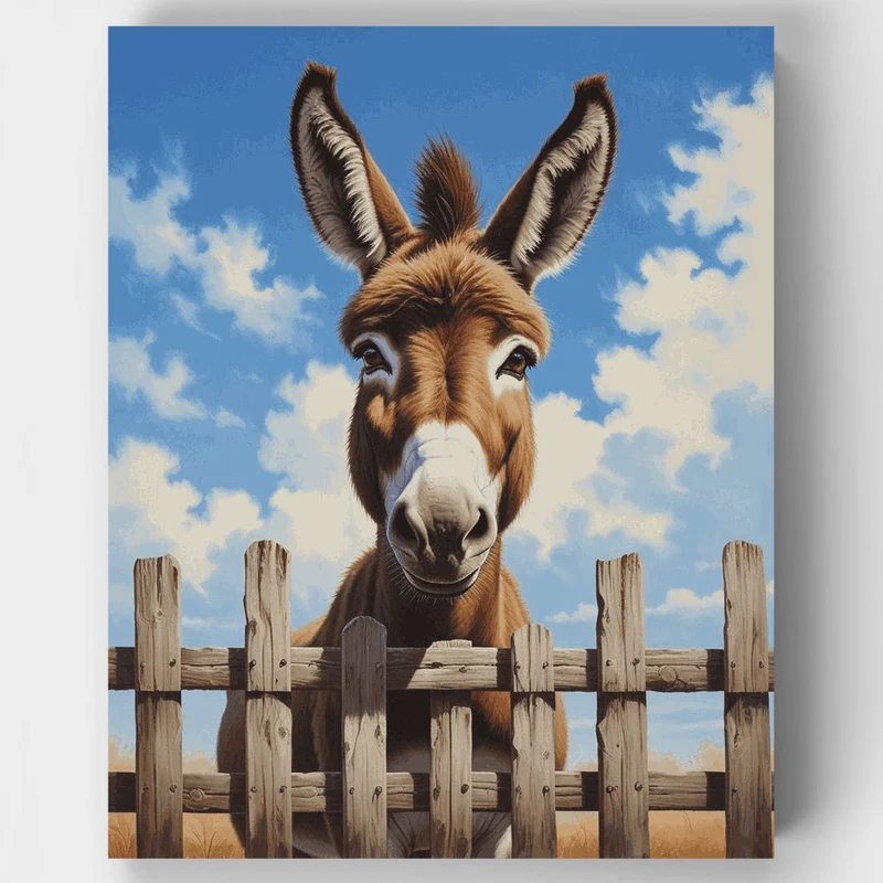 Smiling Donkey by the Fence - Paint by Numbers Kit