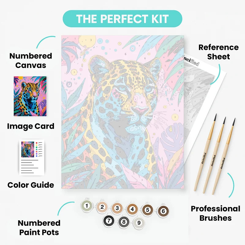 Vibrant Leopard in Tropical Paradise - Paint by Numbers Kit