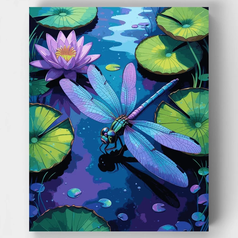 Dragonfly on Lily Pond - Paint by Numbers Kit