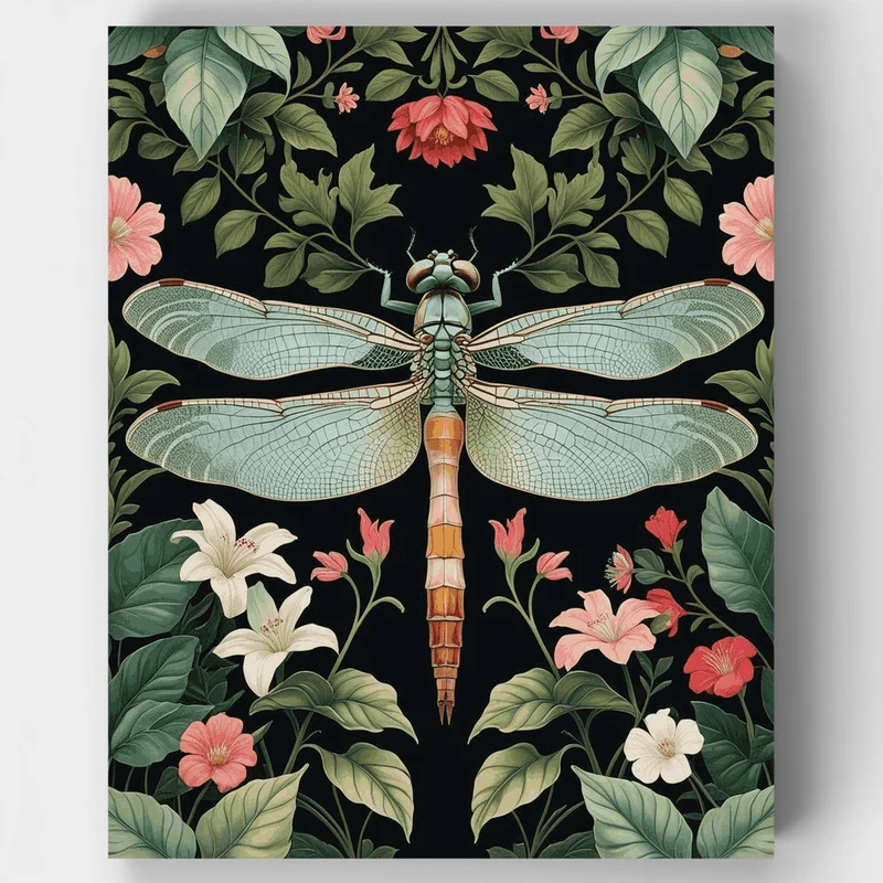 Dragonfly in Botanical Garden - Paint by Numbers Kit
