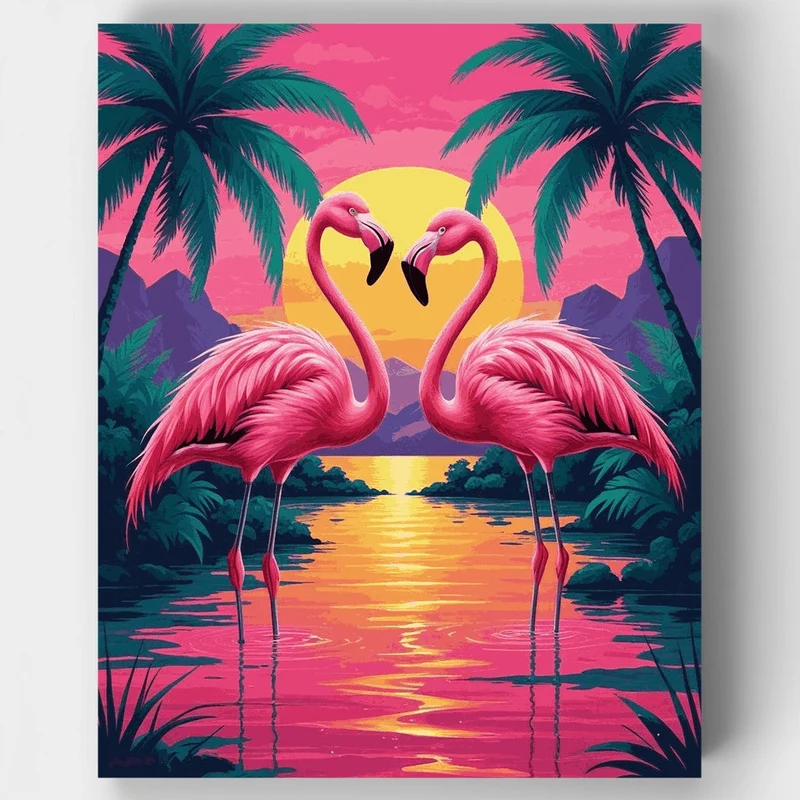 Flamingos at Sunset - Paint by Numbers Kit