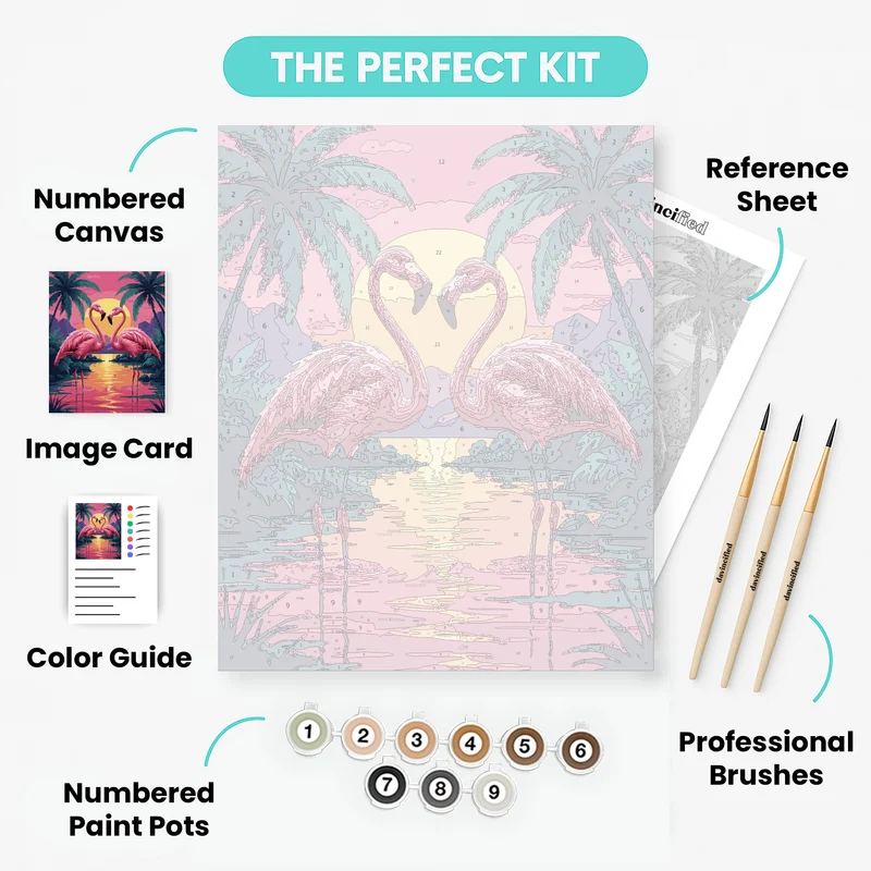 Flamingos at Sunset - Paint by Numbers Kit