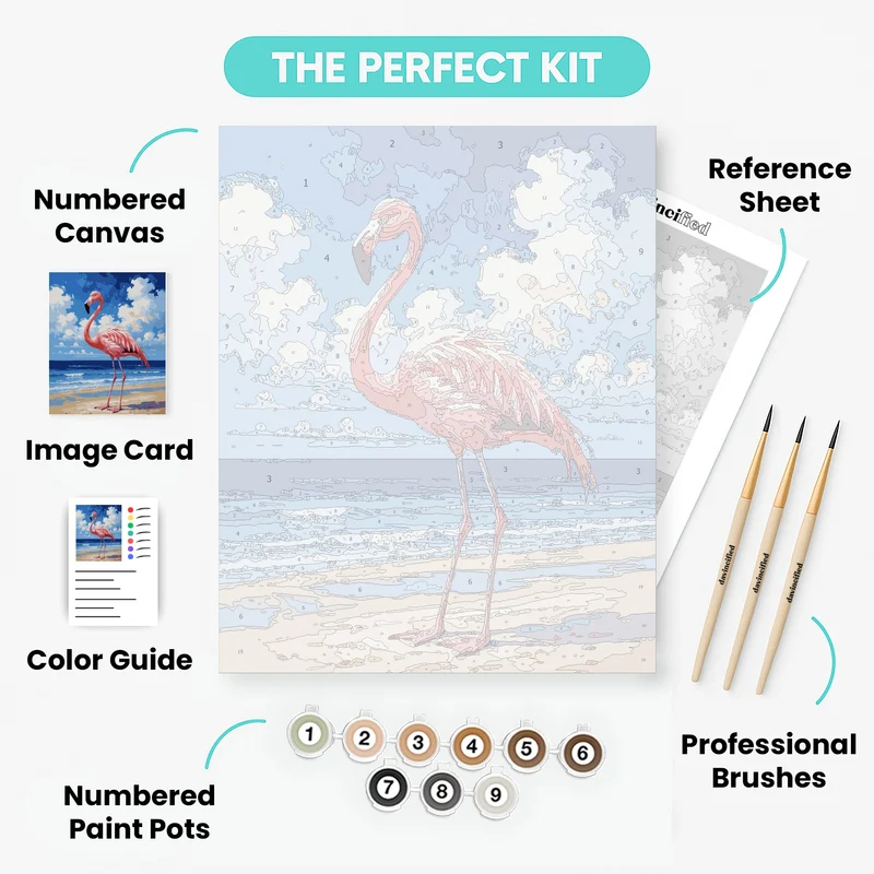 Flamingo on the Beach - Paint by Numbers Kit