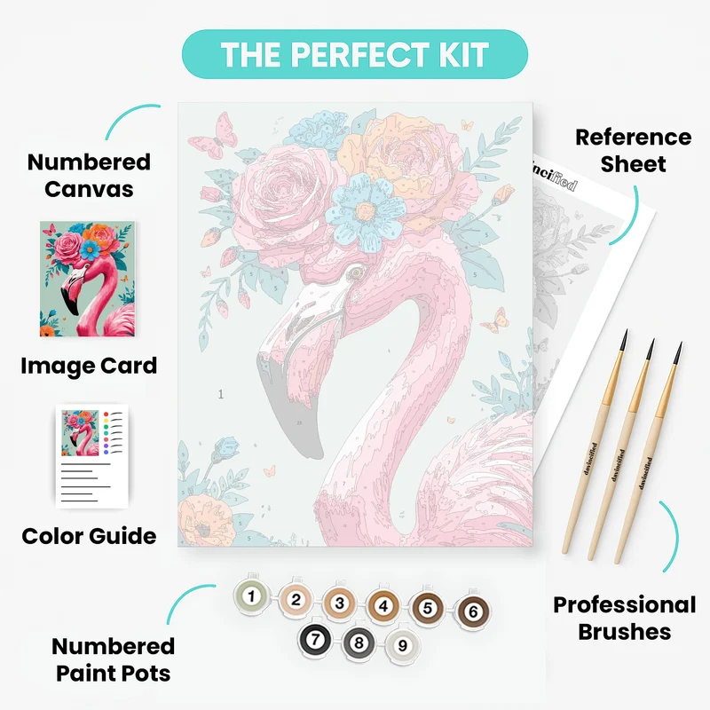 Flamingo with Floral Crown - Paint by Numbers Kit