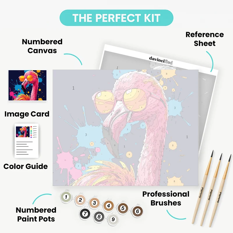 Vibrant Flamingo with Sunglasses - Paint by Numbers Kit