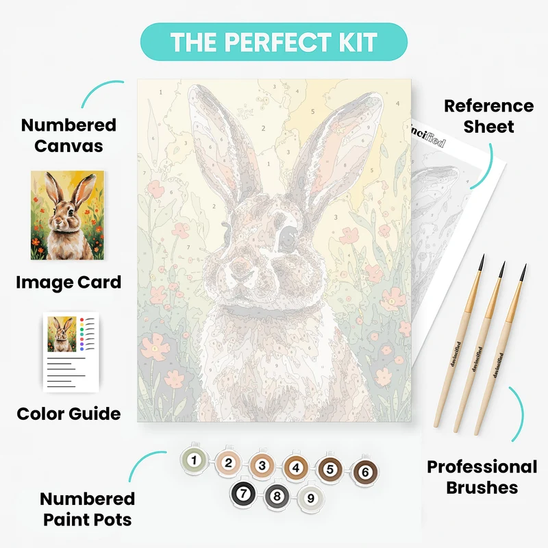 Curious Rabbit in Wildflower Meadow - Paint by Numbers Kit