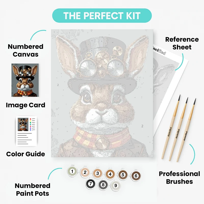 Steampunk Rabbit with Top Hat - Paint by Numbers Kit