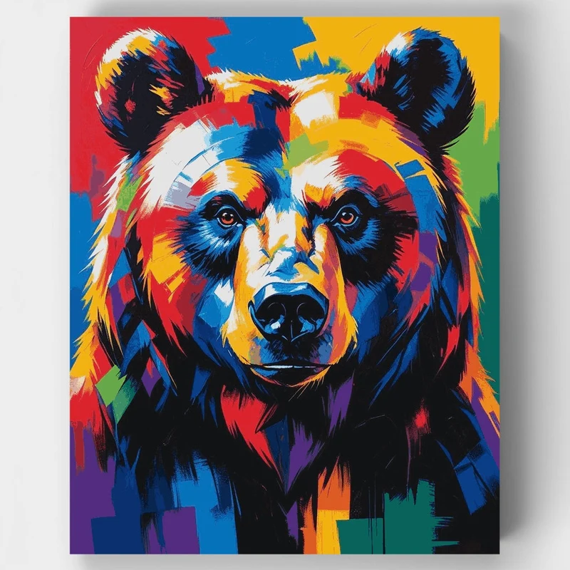 Vibrant Grizzly Bear Art - Paint by Numbers Kit