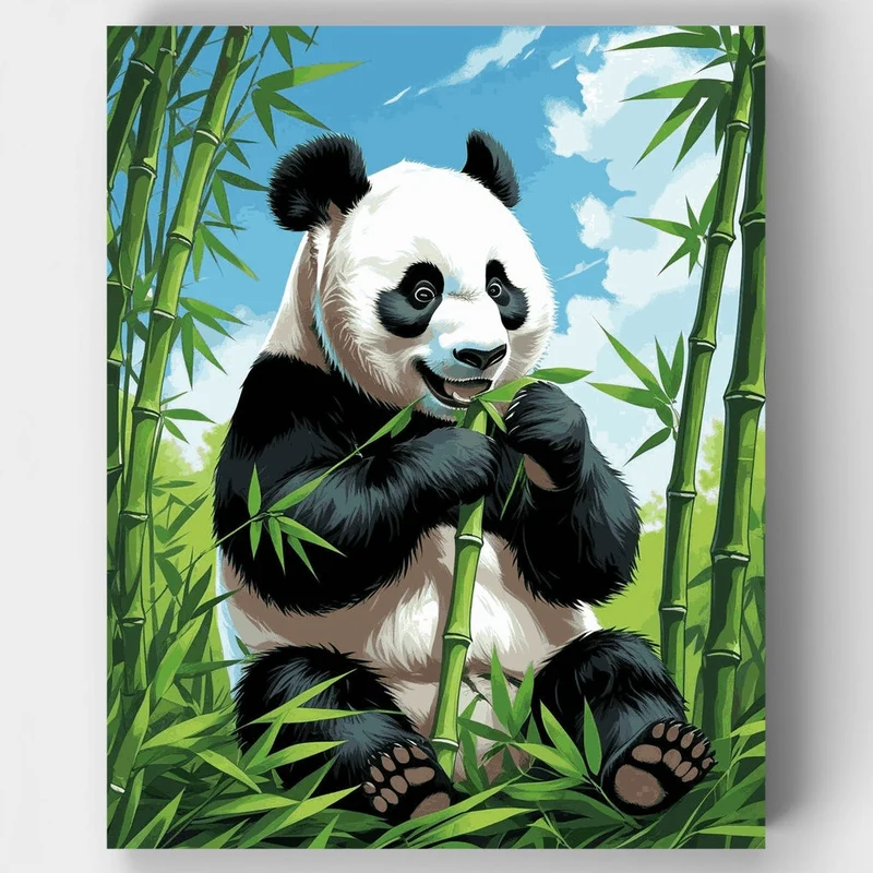 Panda Eating Bamboo - Paint by Numbers Kit