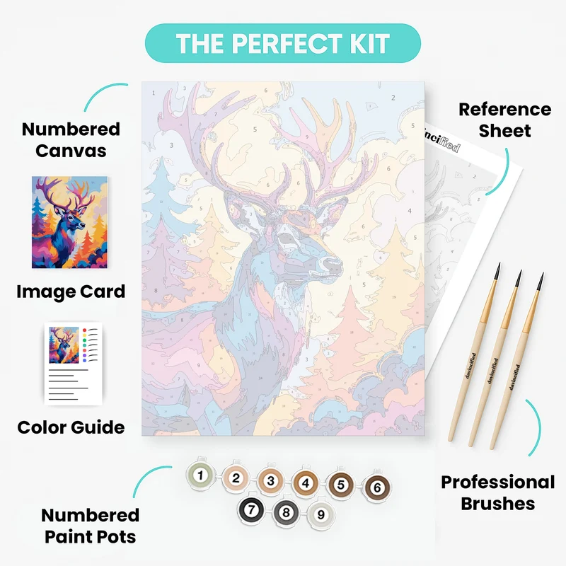 Vibrant Deer in Colorful Forest - Paint by Numbers Kit
