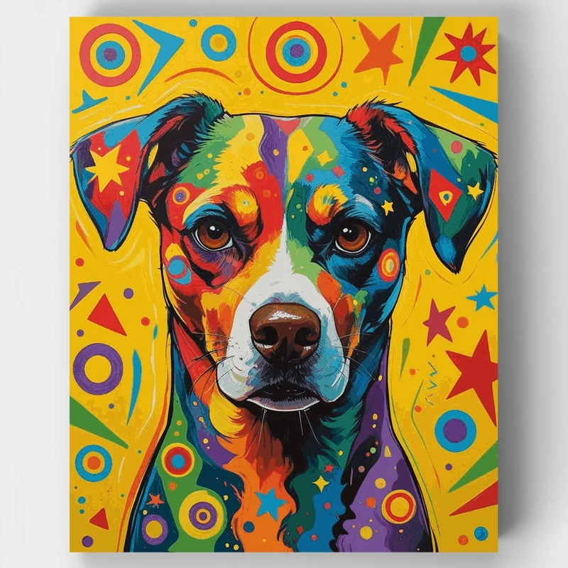 Colorful Abstract Dog Portrait - Paint by Numbers Kit