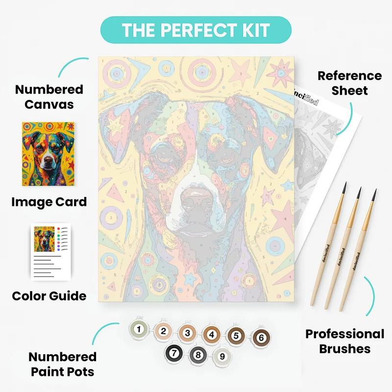Colorful Abstract Dog Portrait - Paint by Numbers Kit