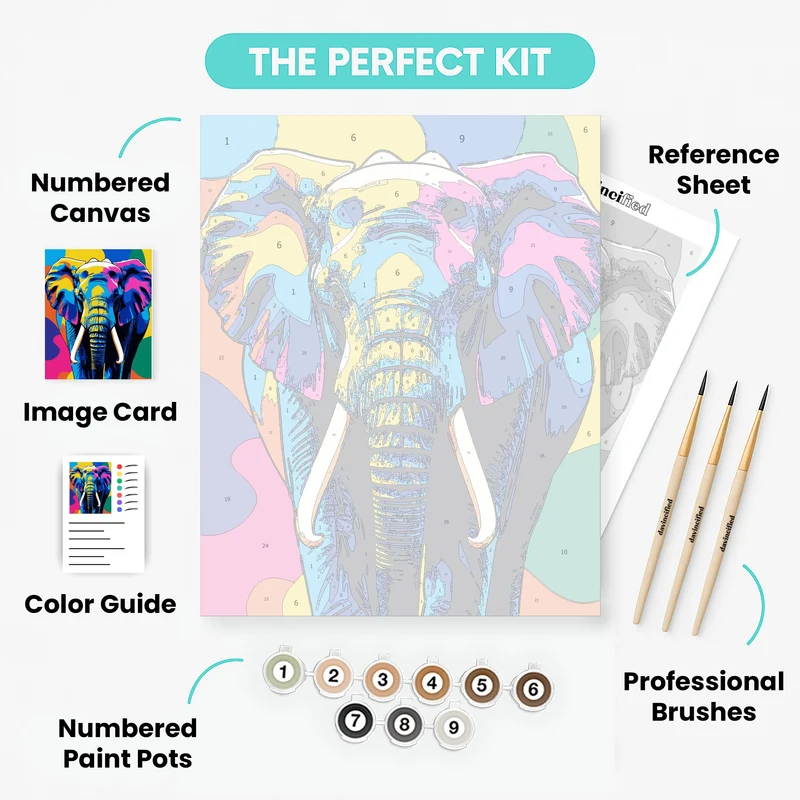 Bold Pop Art Elephant in Vivid Colors - Paint by Numbers Kit