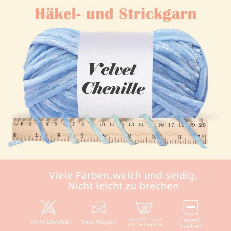 Kuschelwolle Chenille 1000g - Flauschig & Weich zum Häkeln & Stricken