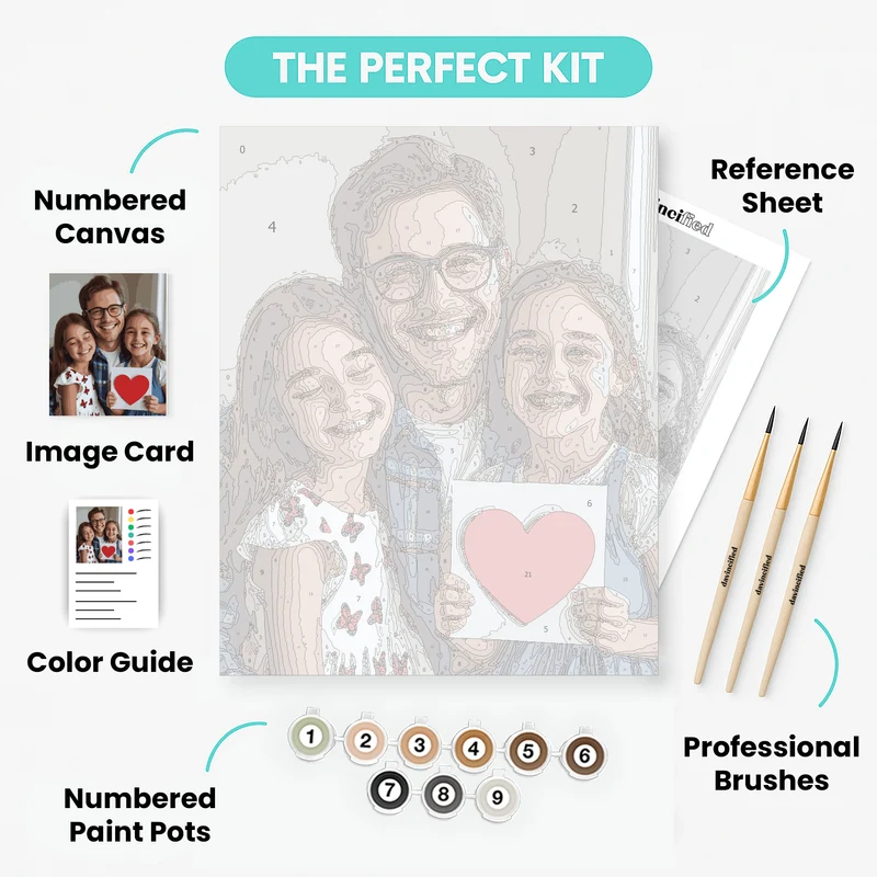 Father and Daughters Heart Card - Paint by Numbers Kit