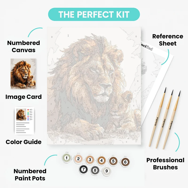 Majestic Lion Father and Cub - Paint by Numbers Kit