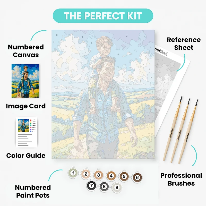 Father and Son Countryside Walk - Paint by Numbers Kit