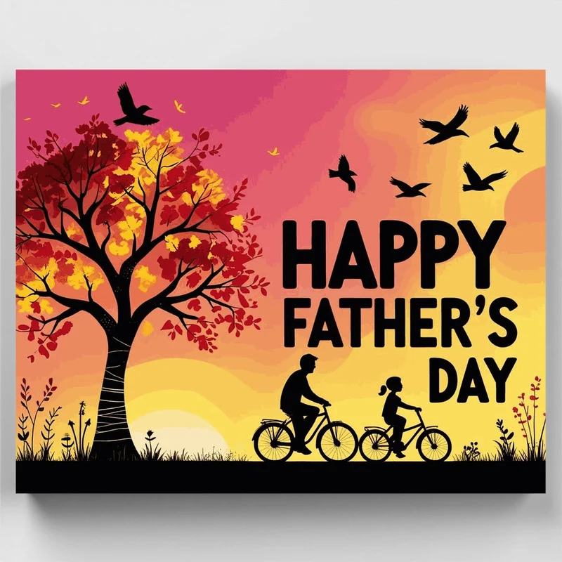 Happy Father's Day Sunset Biking - Paint by Numbers Kit