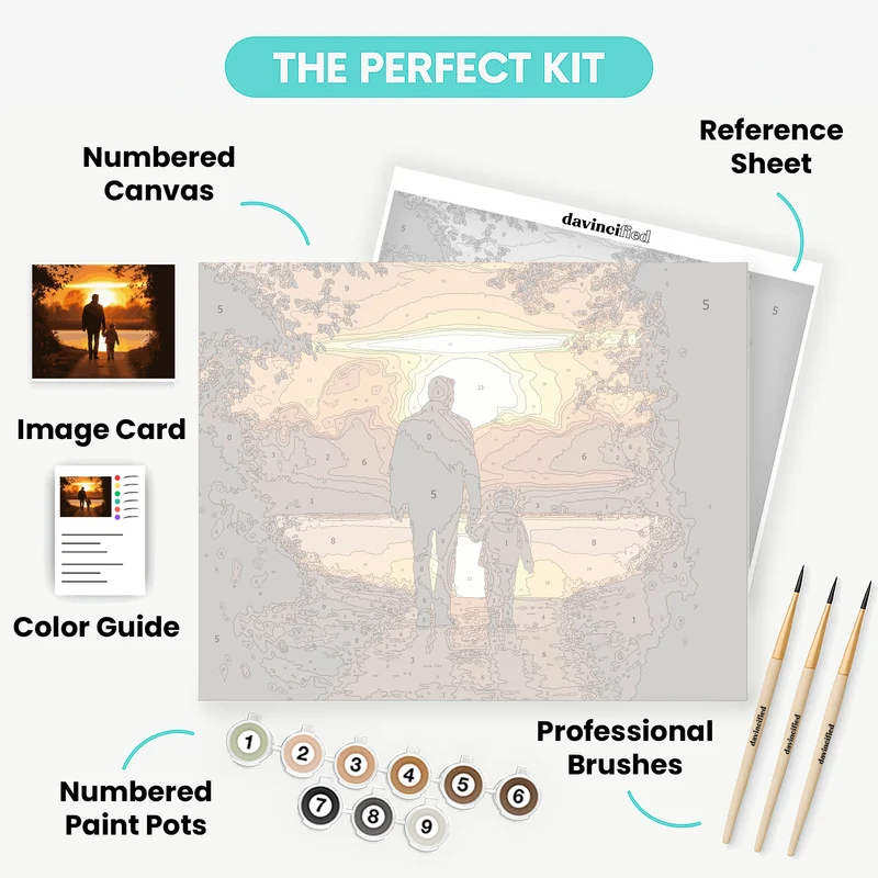 Father and Child Sunset Walk - Paint by Numbers Kit