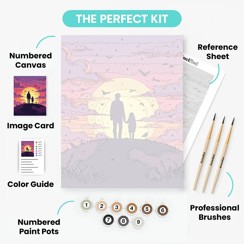 Father and Child Sunset Silhouette - Paint by Numbers Kit