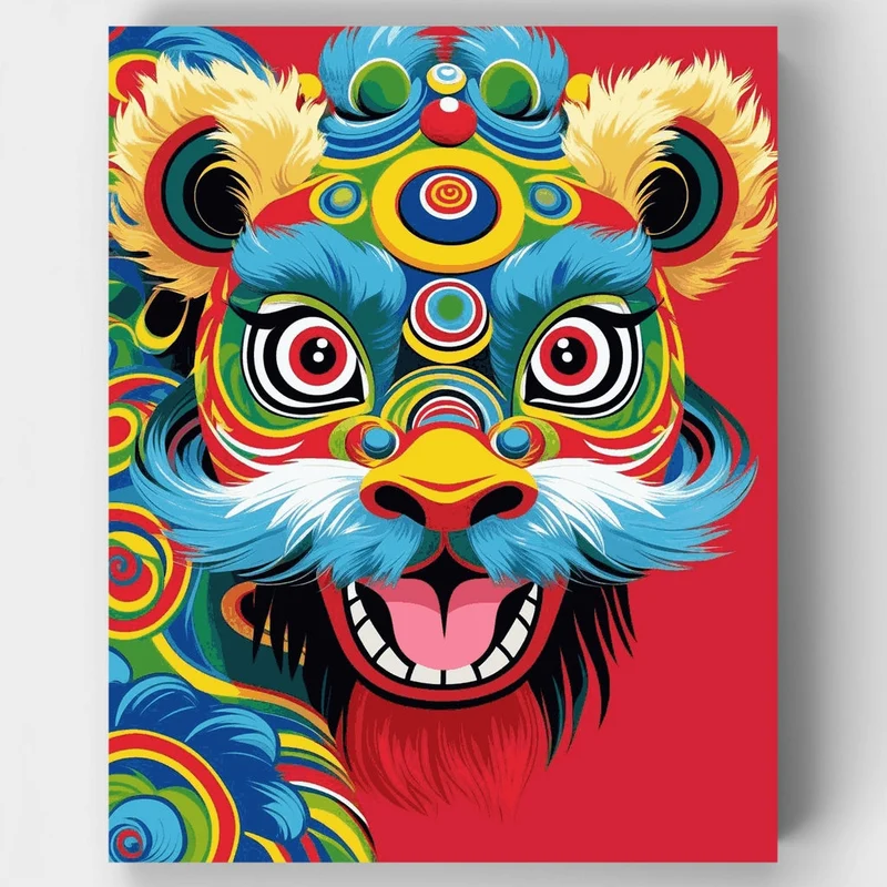Chinese Lion Dance Mask - Paint by Numbers Kit