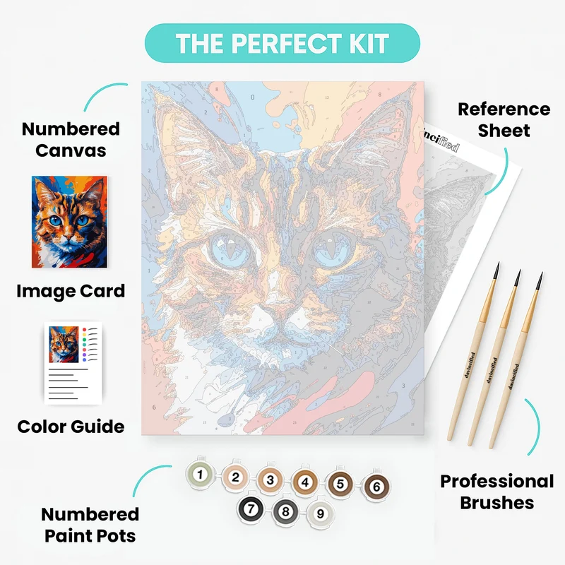 Vibrant Cat Portrait - Paint by Numbers Kit