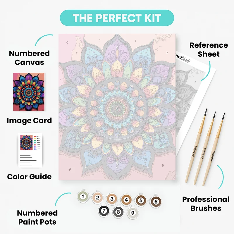 Rainbow Lotus Mandala - Paint by Numbers Kit