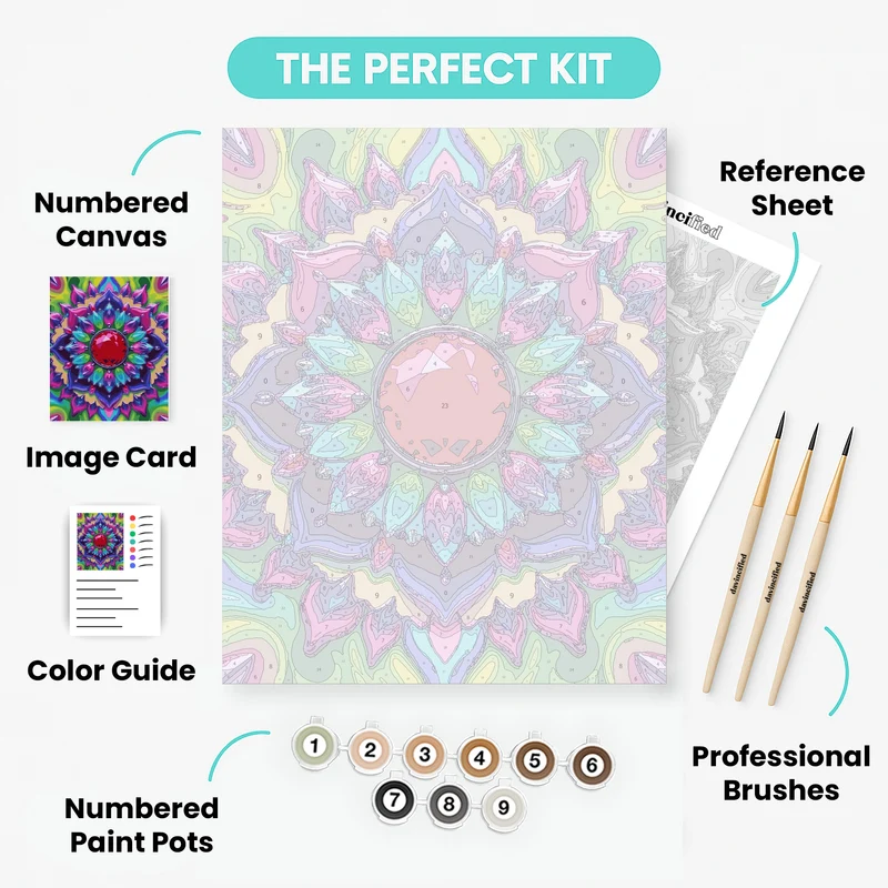 Radiant Gemstone Mandala - Paint by Numbers Kit