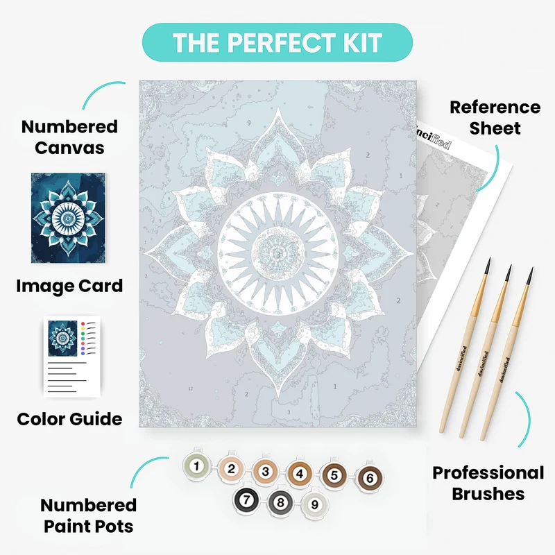 Celestial Blue Mandala Flower - Paint by Numbers Kit