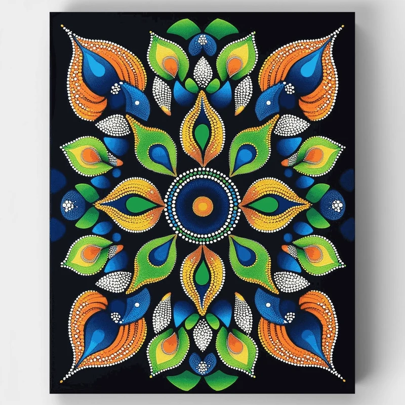 Vibrant Peacock Mandala - Paint by Numbers Kit