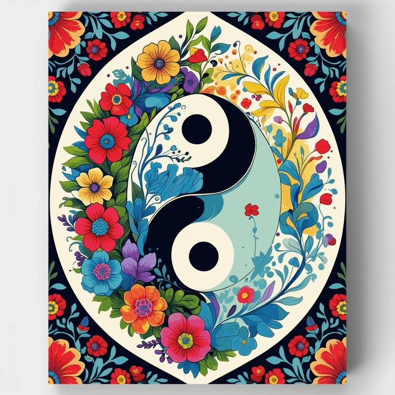Floral Yin Yang Harmony - Paint by Numbers Kit