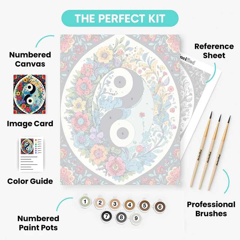 Floral Yin Yang Harmony - Paint by Numbers Kit