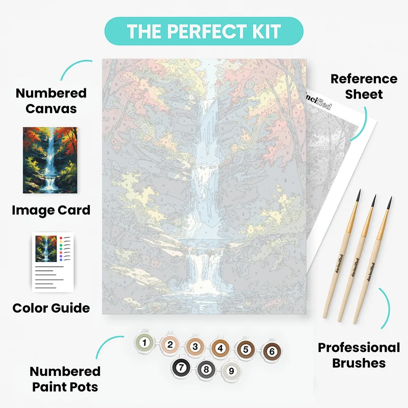 Autumn Waterfall Cascade - Paint by Numbers Kit