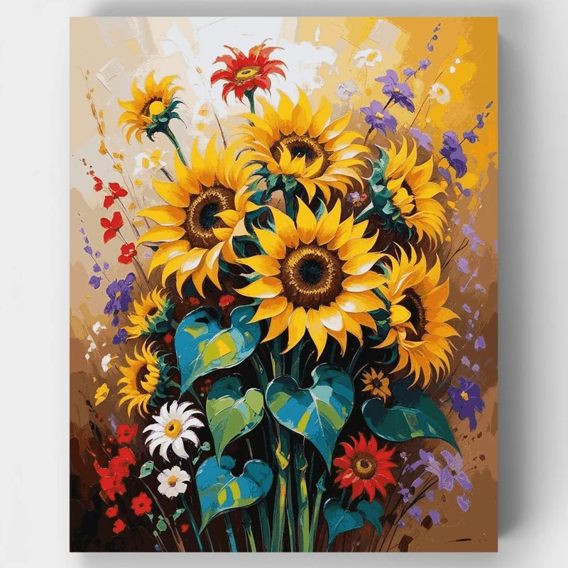 Sunflower Wildflower Garden Bouquet - Paint by Numbers Kit